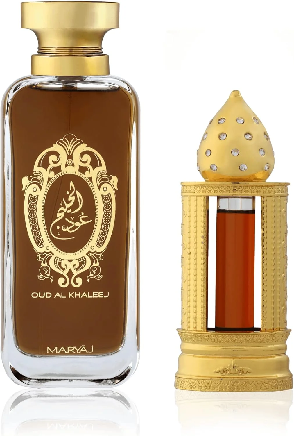 ست هدیه عطر مریاج عود الخلیج ادو پرفیوم به همراه روغن عطر دهن العود یا روحی 2 تکه مناسب برای آقایان و بانوان