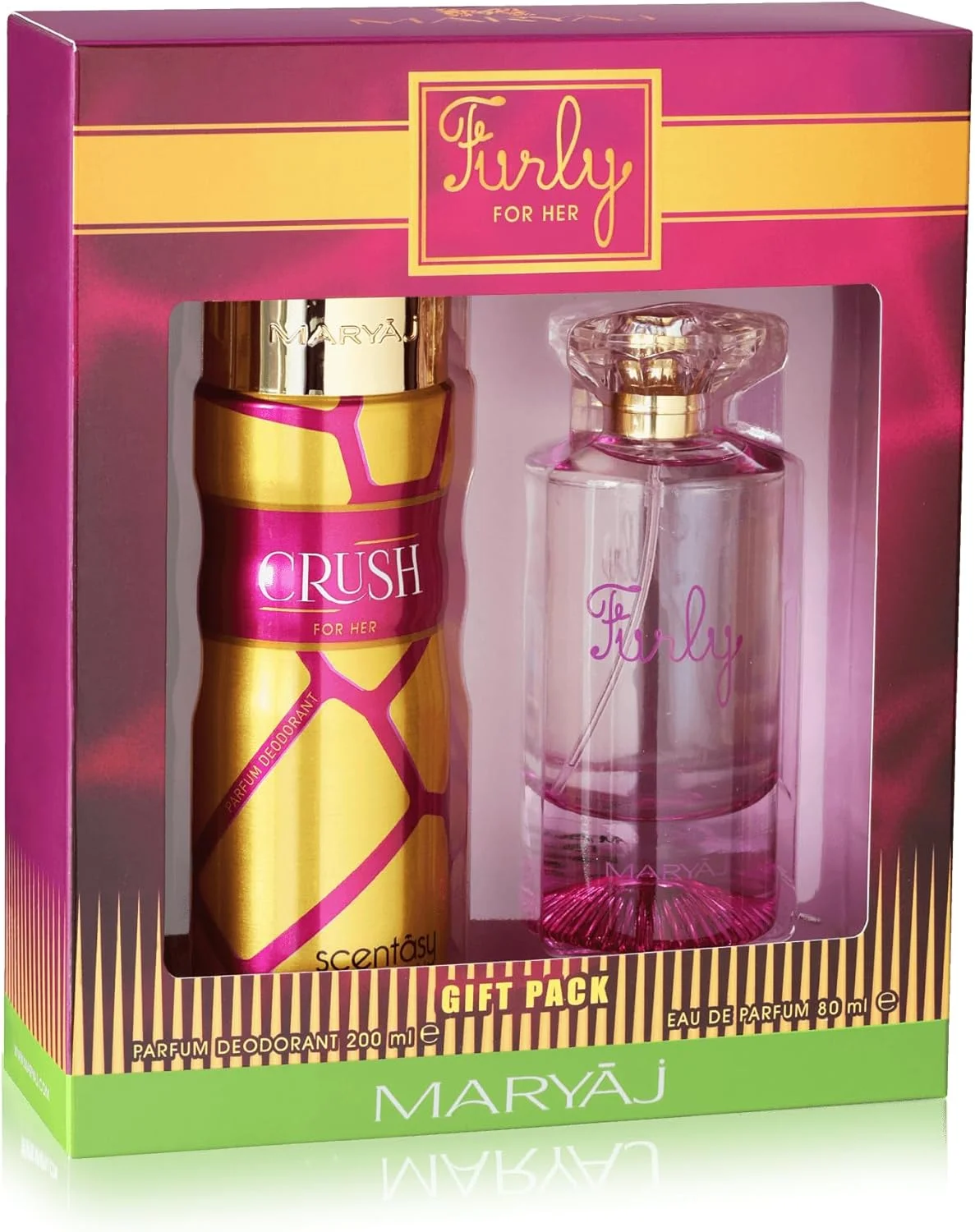 ست هدیه عطر زنانه ماریای مدل Furly (اسپری ادو پرفیوم 80 میلی لیتر + اسپری بدن عطر Crush 200 میلی لیتر) ست هدیه عطر زنانه ماریای مدل Furly (اسپری ادو پرفیوم 80 میلی لیتر + اسپری بدن عطر Crush 200 میلی لیتر)
