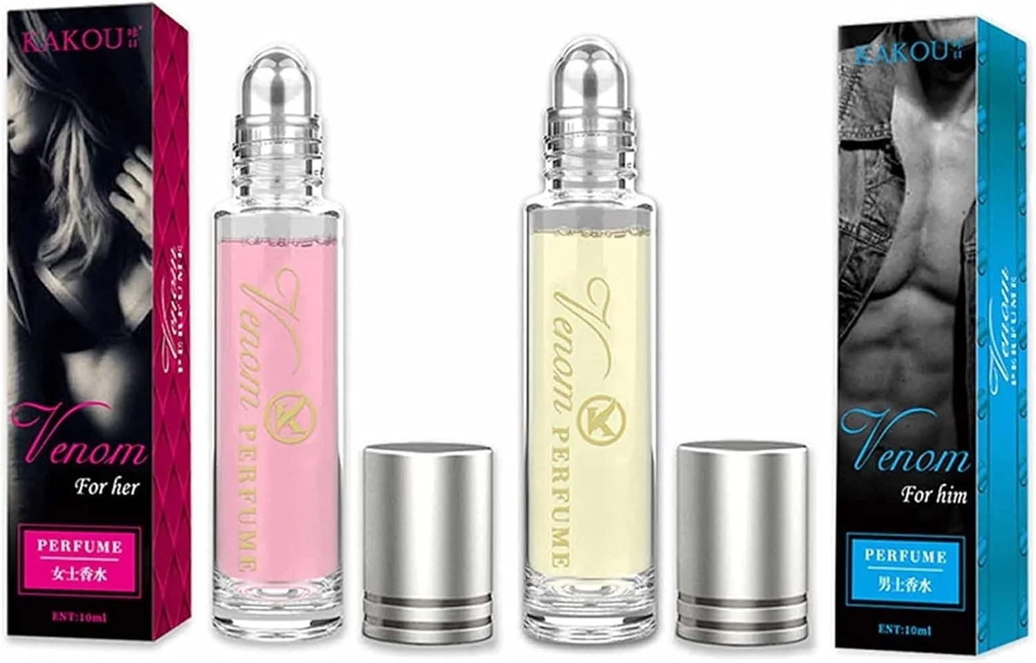 عطر فرومونی MAJHER مدل Venom، 2 عددی، اسپری ادکلن روغن ضروری رولی طبیعی ماندگار برای مردان و زنان