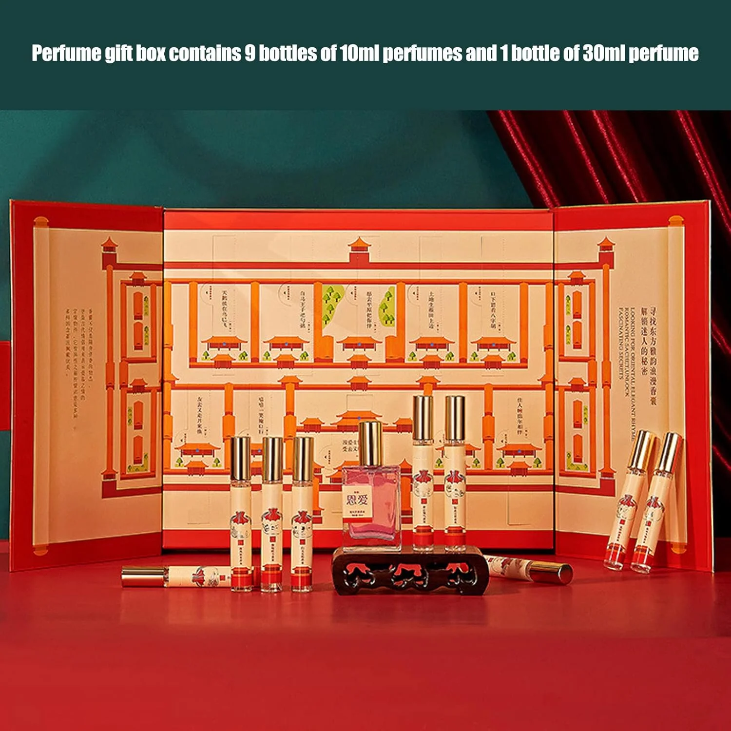 ست 10 عددی عطر با جعبه مکشی مغناطیسی، ست مینیاتوری عطر زنانه، ست عطر میوه ای و گلی از رایحه ملایم تا تیره برای روز ولنتاین، هدیه تولد