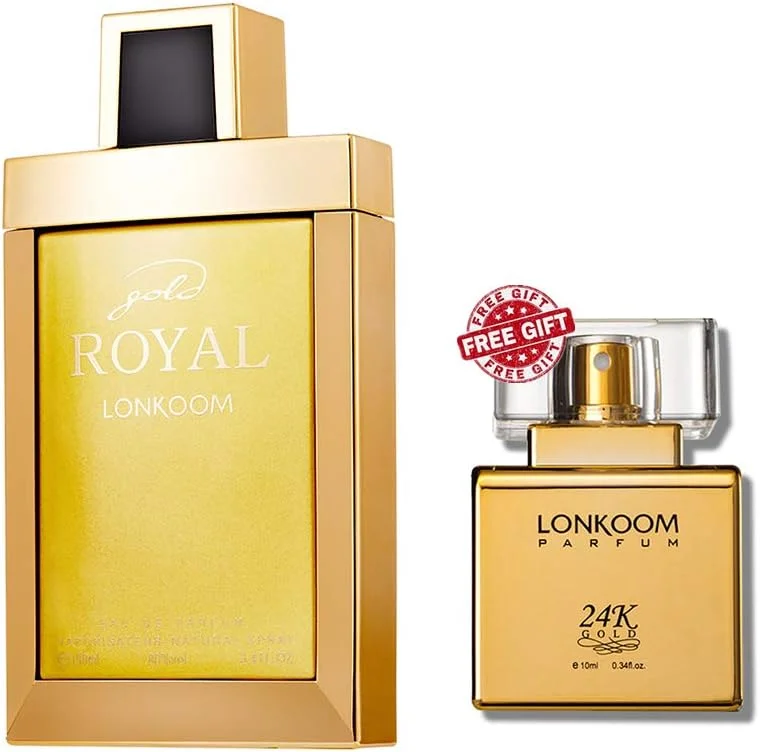 ادکلن زنانه LONKOOM مدل GOLD ROYAL با رایحه گلی-سبز، عطر ادو پرفیوم زنانه، اسپری ضد باکتریال 100 میلی لیتر، هدیه روز مادر