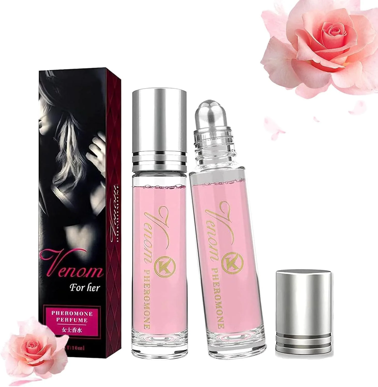 LBOYLOVE® 2 عدد عطر فرمونی زنانه، عطر مینی رولی قابل حمل با رایحه های جذاب و ماندگار، طراحی رولی، عطر تازه و خوشبو، طراحی شده برای زنان