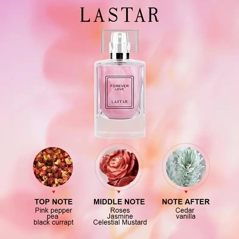 عطر زنانه LASTAR Forever Love با رایحه رز و وانیل - رایحه گلی و چوبی، ماندگاری طولانی 3-5% پرفیوم، بدون فرمالدئید، هدیه ای شیک برای دفتر، تجارت و مناسبت های خاص، عطر زنانه.