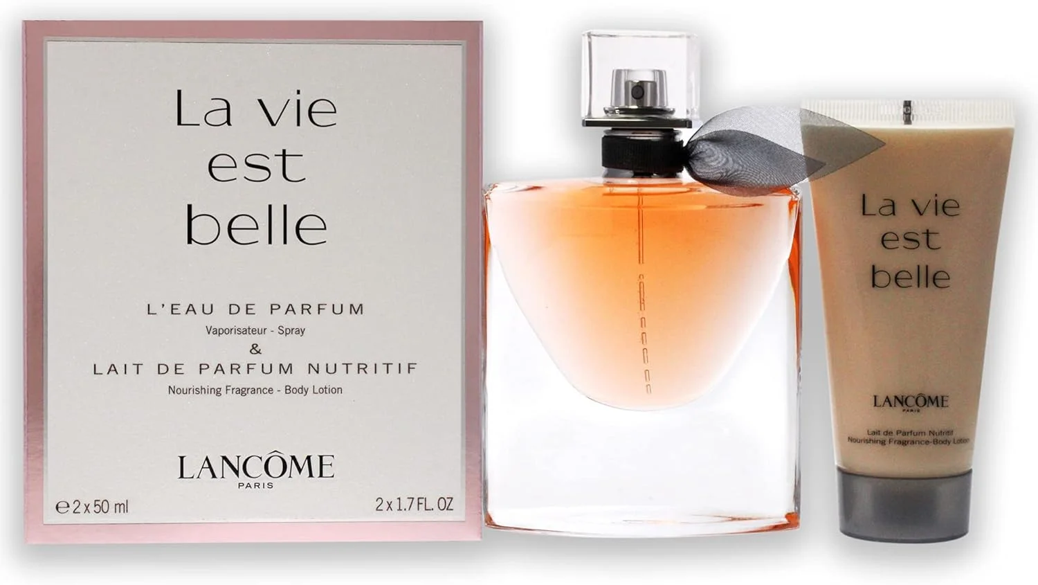 LANCOME PARIS La Vie Est Belle ادو پرفیوم زنانه، 50 میلی لیتر + مجموعه مسافرتی 50 میلی لیتر
