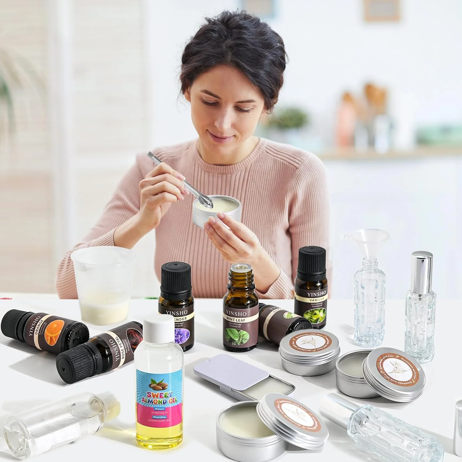 کیت ساخت عطر JUYRLE - کیت های ساخت عطر جامد DIY برای زنان، بالم جامد جیبی قابل حمل با بطری سایز مسافرتی، عطر خود را بسازید، هدایای بالم معطر برای دختران کیت ساخت عطر JUYRLE - کیت های ساخت عطر جامد DIY برای زنان، بالم جامد جیبی قابل حمل با بطری سایز مسافرتی، عطر خود را بسازید، هدایای بالم معطر برای دختران