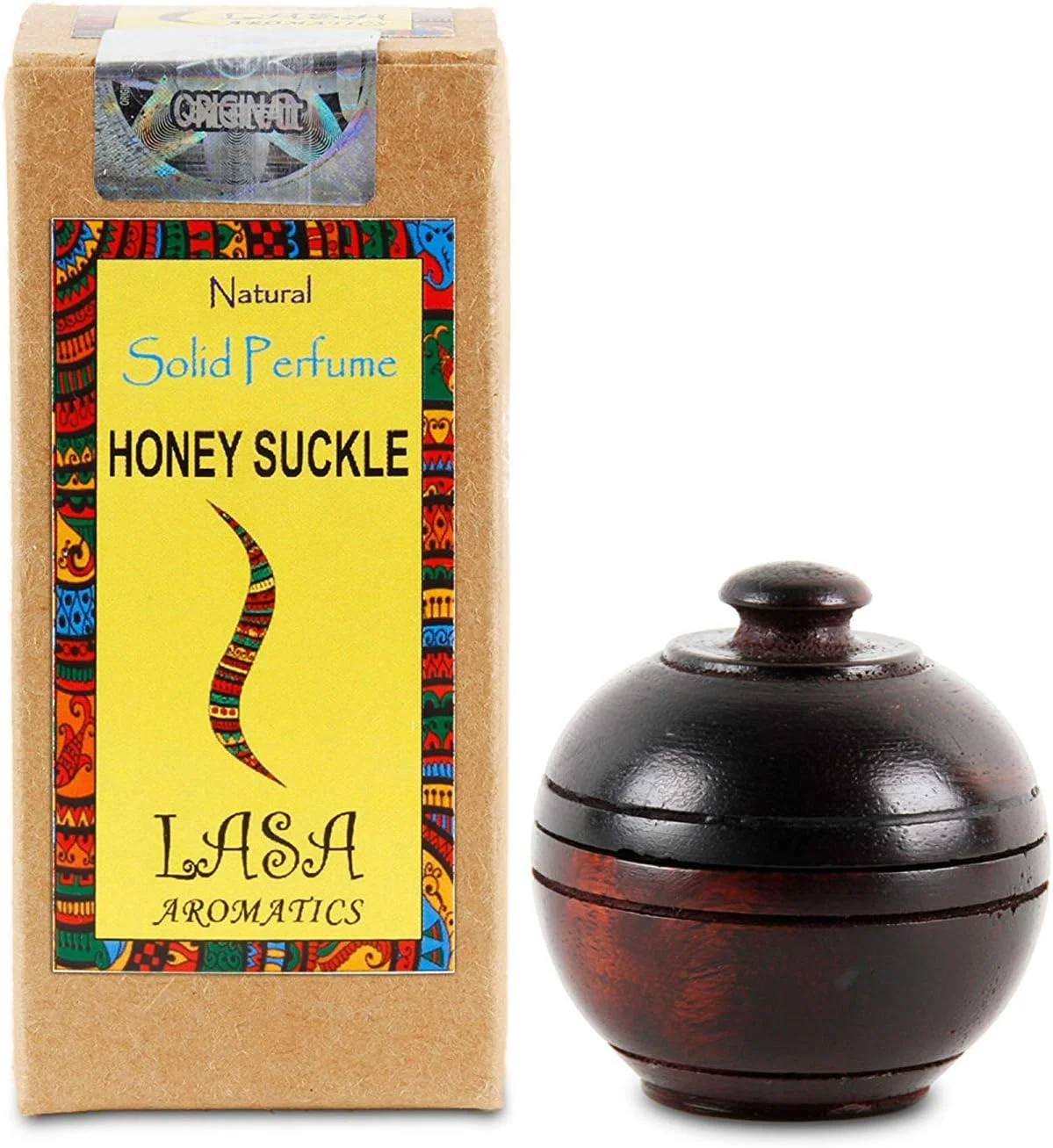 عطر جامد طبیعی لوندر Lasa Aromatics با رایحه پیچ امین الدوله، مشک بدن در ظرف چوبی - 6 گرم