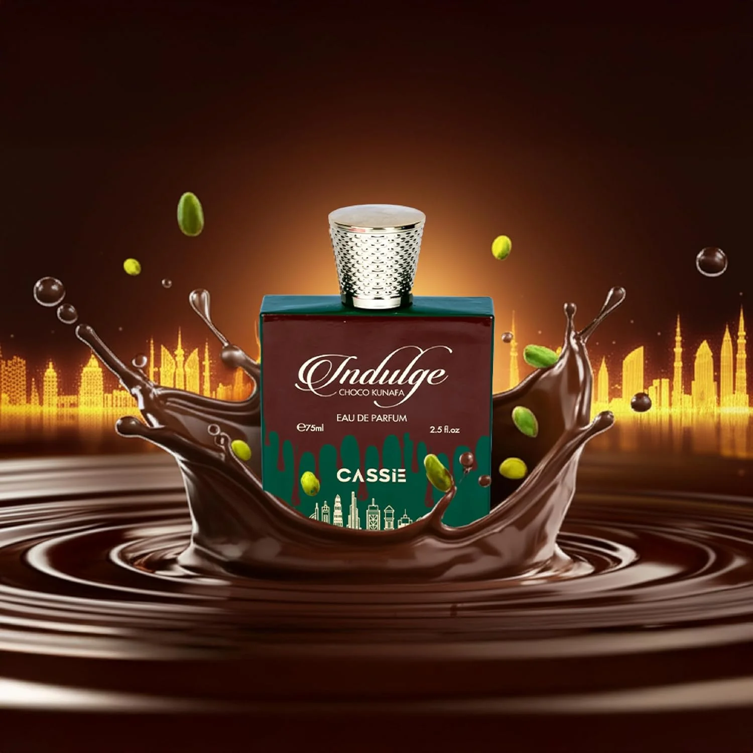 ادو پرفیوم ایندالج شکلات کنافه از Cassie – 75 میلی لیتر | عطر گورمند ماندگار با رایحه های شکلات تلخ، خامه زده شده، وانیل و پسته | عطر یونیسکس ادو پرفیوم ایندالج شکلات کنافه از Cassie – 75 میلی لیتر | عطر گورمند ماندگار با رایحه های شکلات تلخ، خامه زده شده، وانیل و پسته | عطر یونیسکس