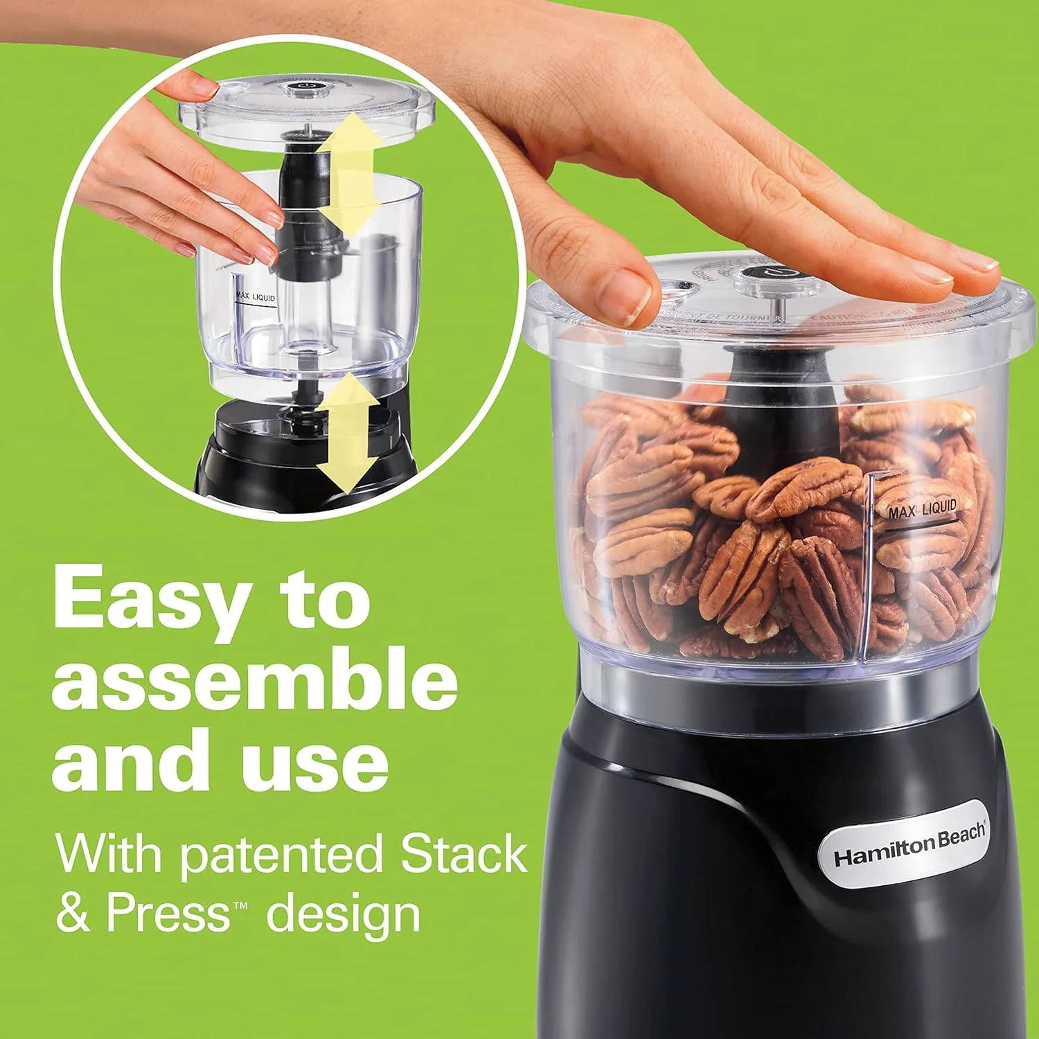 خردکن غذای همیلتون بیچ مدل Stack and Press™، ظرفیت 710 میلی لیتر / 3 فنجان، 350 وات، خرد کردن، پوره کردن، امولسیون کردن، تمیز کردن آسان با کاسه و تیغه جداشدنی، سیم جمع کن برای نگهداری آسان، 72850-ME خردکن غذای همیلتون بیچ مدل Stack and Press™، ظرفیت 710 میلی لیتر / 3 فنجان، 350 وات، خرد کردن، پوره کردن، امولسیون کردن، تمیز کردن آسان با کاسه و تیغه جداشدنی، سیم جمع کن برای نگهداری آسان، 72850-ME
