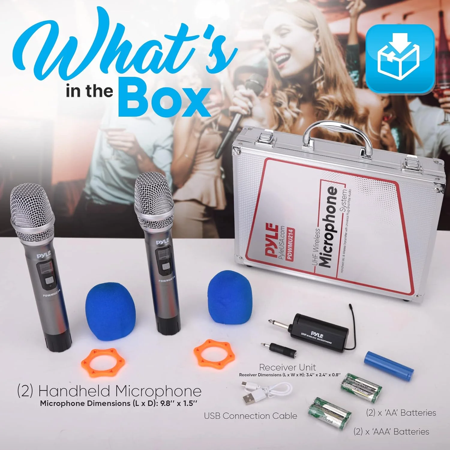 کیت سیستم میکروفون بی سیم UHF پایل - ست فرستنده میکروفون بی سیم دستی پویا یک طرفه حرفه ای دوگانه با باتری به همراه آداپتور و گیرنده - مناسب برای مهمانی کارائوکه PA و دی جی مدل PDWMU214، مشکی کیت سیستم میکروفون بی سیم UHF پایل - ست فرستنده میکروفون بی سیم دستی پویا یک طرفه حرفه ای دوگانه با باتری به همراه آداپتور و گیرنده - مناسب برای مهمانی کارائوکه PA و دی جی مدل PDWMU214، مشکی