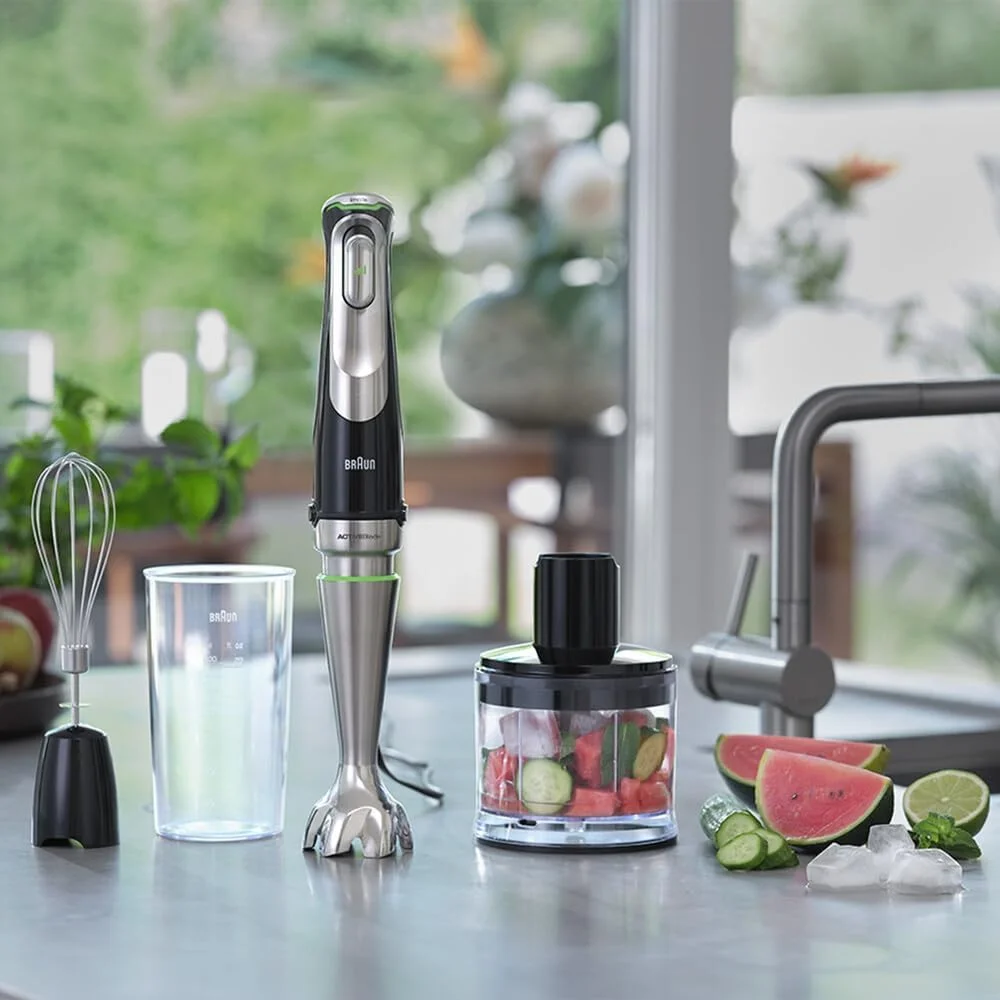 مخلوط کن دستی Braun MultiQuick 9، همزن دستی، غذاساز XL، فناوری Active PowerDrive، خردکن 500 میلی لیتری، لیوان 600 میلی لیتری بدون BPA با درب، 1200 وات، 220-240 ولت، 50-60 هرتز، MQ 9135XI، مشکی مخلوط کن دستی Braun MultiQuick 9، همزن دستی، غذاساز XL، فناوری Active PowerDrive، خردکن 500 میلی لیتری، لیوان 600 میلی لیتری بدون BPA با درب، 1200 وات، 220-240 ولت، 50-60 هرتز، MQ 9135XI، مشکی