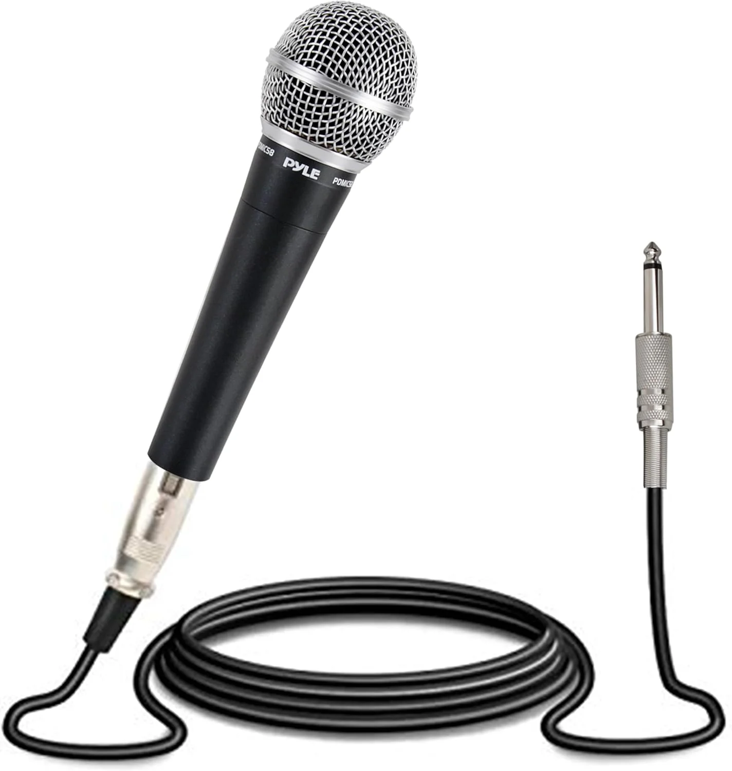 میکروفون Pyle-Pro به همراه کابل XLR به اتصال صوتی 1/4 اینچی، کانکتور، مشکی، 25.65 سانتی متر X 12.70 سانتی متر X 8.38 سانتی متر (Pdmic58)