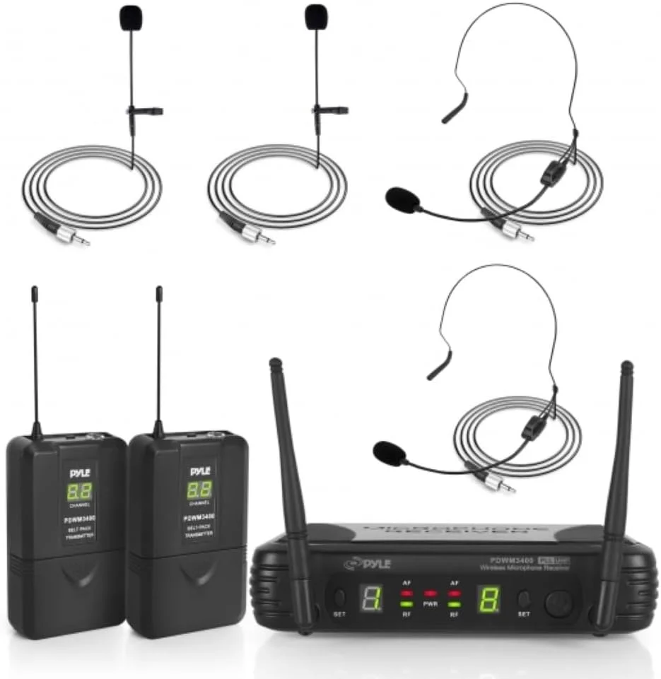 سیستم میکروفون داینامیک ساز پایل PYLE-PRO مدل PDWM3400 با 2 میکروفون