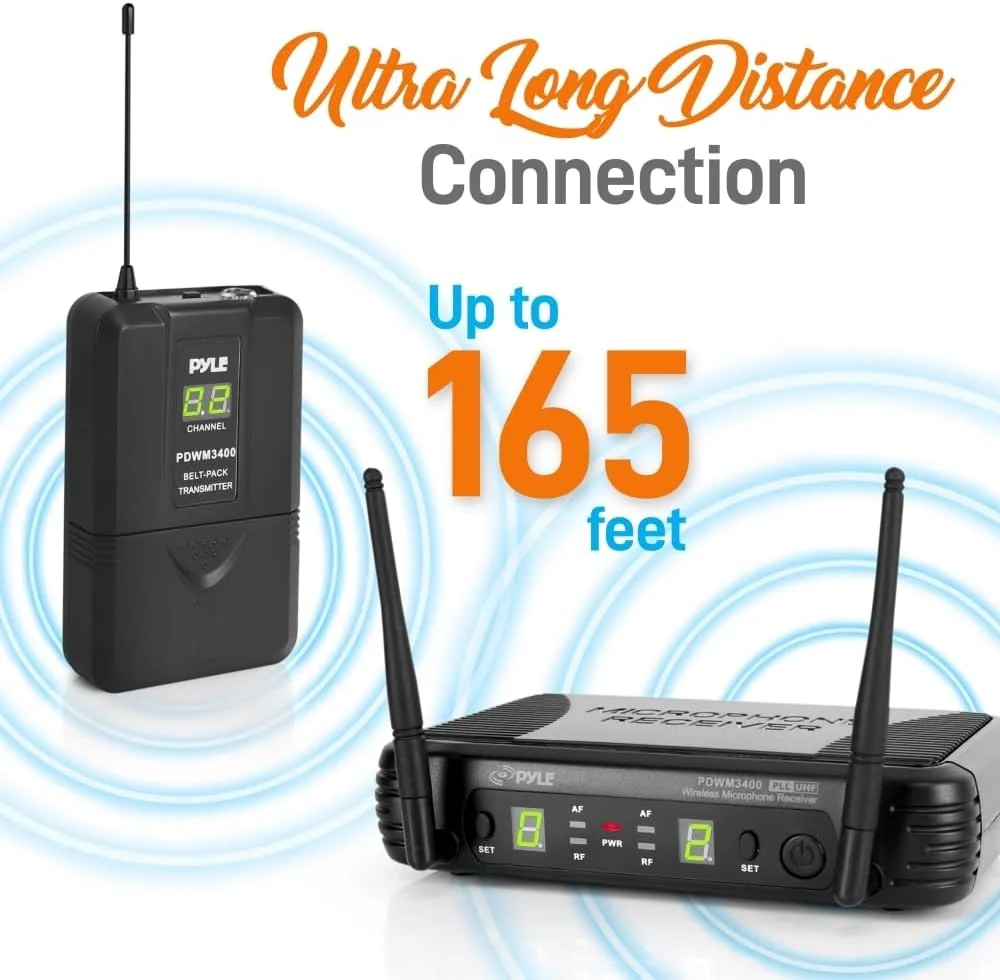 سیستم میکروفون داینامیک ساز پایل PYLE-PRO مدل PDWM3400 با 2 میکروفون