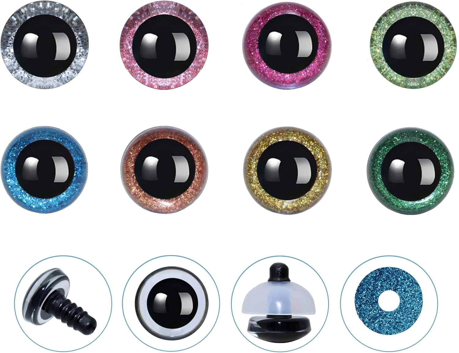 چشم های ایمنی اکلیلی سه بعدی Thalinfayi، 96 عددی، به همراه واشر برای بافت عروسک - 14 میلی متر، 8 رنگ، مردمک دایره ای، مناسب برای عروسک بافی، صنایع دستی، لوازم ساخت عروسک بافتنی DIY چشم های ایمنی اکلیلی سه بعدی Thalinfayi، 96 عددی، به همراه واشر برای بافت عروسک - 14 میلی متر، 8 رنگ، مردمک دایره ای، مناسب برای عروسک بافی، صنایع دستی، لوازم ساخت عروسک بافتنی DIY