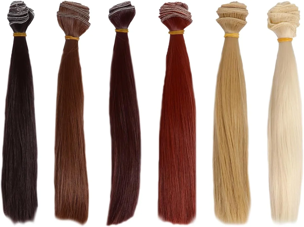 ویگ مو عروسکی VILLCASE، 6 عدد اکستنشن موی عروسک لوازم هنری ساخت عروسک کلاه گیس موی عروسک DIY، موی صاف عروسک، صنایع دستی عروسک DIY، اکستنشن موی عروسک لوازم هنری ساخت عروسک