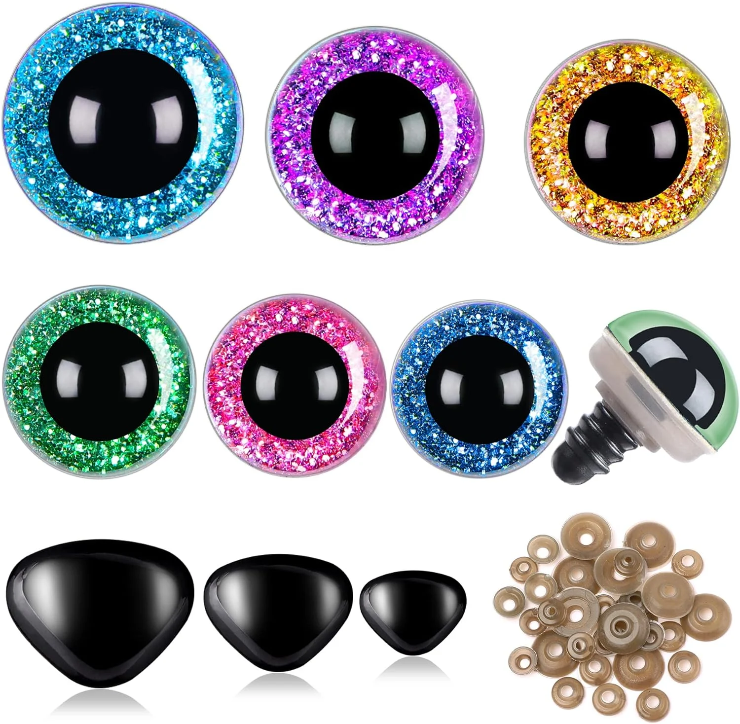 چشم و بینی ایمنی UPINS 180 عددی برای آمیگورومی، چشم های قلاب بافی پلاستیکی بزرگ برای حیوانات عروسکی، لوازم ساخت عروسک خرس عروسکی DIY چشم و بینی ایمنی UPINS 180 عددی برای آمیگورومی، چشم های قلاب بافی پلاستیکی بزرگ برای حیوانات عروسکی، لوازم ساخت عروسک خرس عروسکی DIY