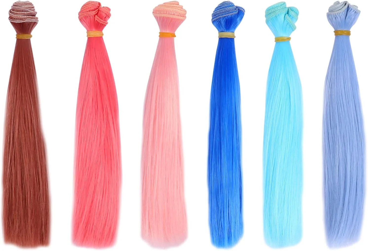 تودمامی 6 عدد موی کلاه گیس عروسک، موی صاف عروسک، اکستنشن موی عروسک، لوازم هنری ساخت عروسک، لوازم جانبی صنایع دستی موی عروسک DIY