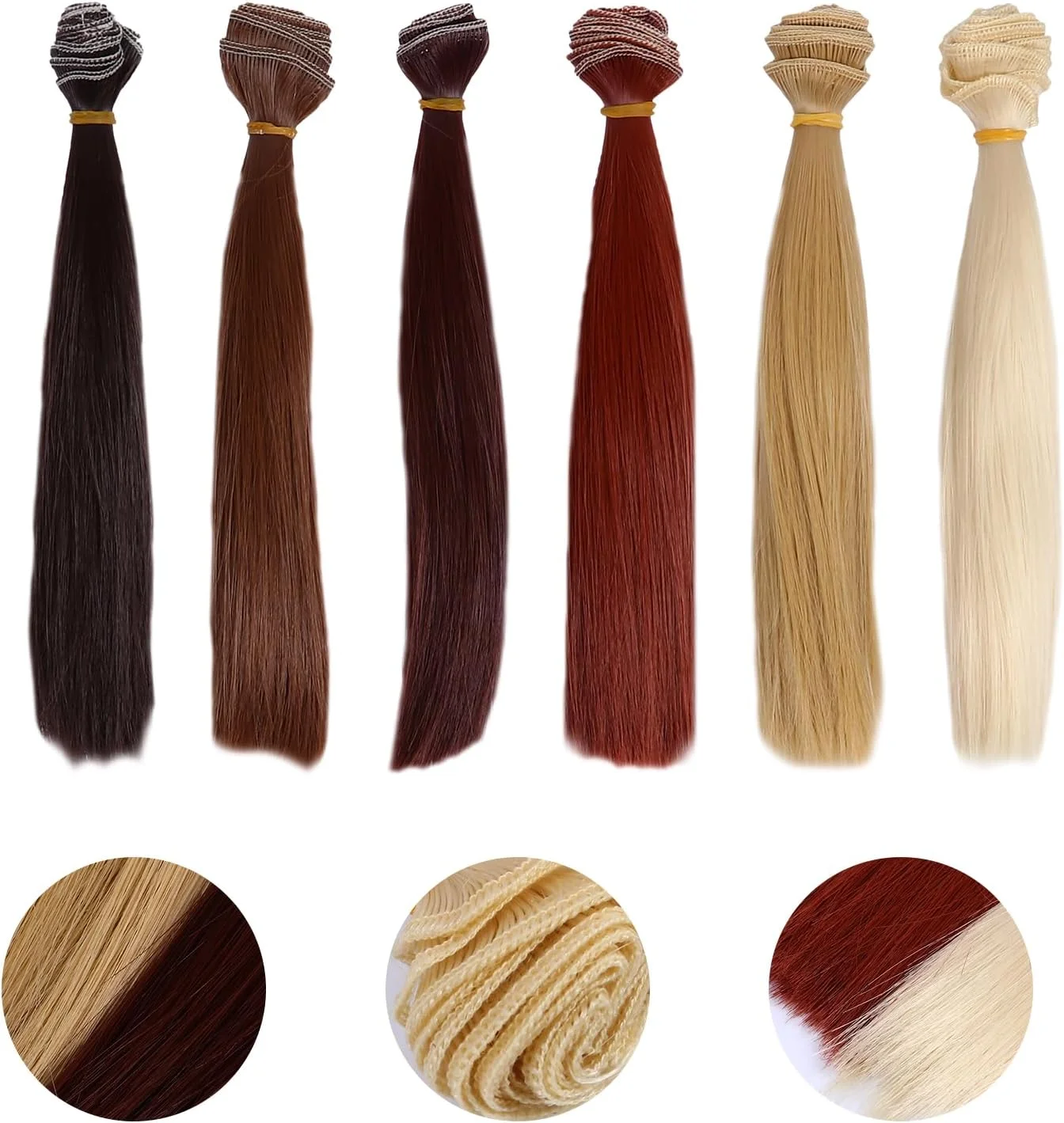 ویگ مو عروسکی VILLCASE، 6 عدد اکستنشن موی عروسک لوازم هنری ساخت عروسک کلاه گیس موی عروسک DIY، موی صاف عروسک، صنایع دستی عروسک DIY، اکستنشن موی عروسک لوازم هنری ساخت عروسک