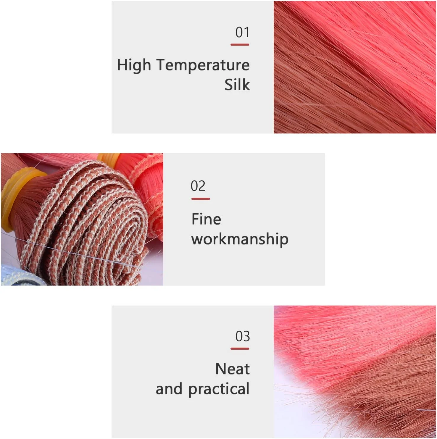 تودمامی 6 عدد موی کلاه گیس عروسک، موی صاف عروسک، اکستنشن موی عروسک، لوازم هنری ساخت عروسک، لوازم جانبی صنایع دستی موی عروسک DIY