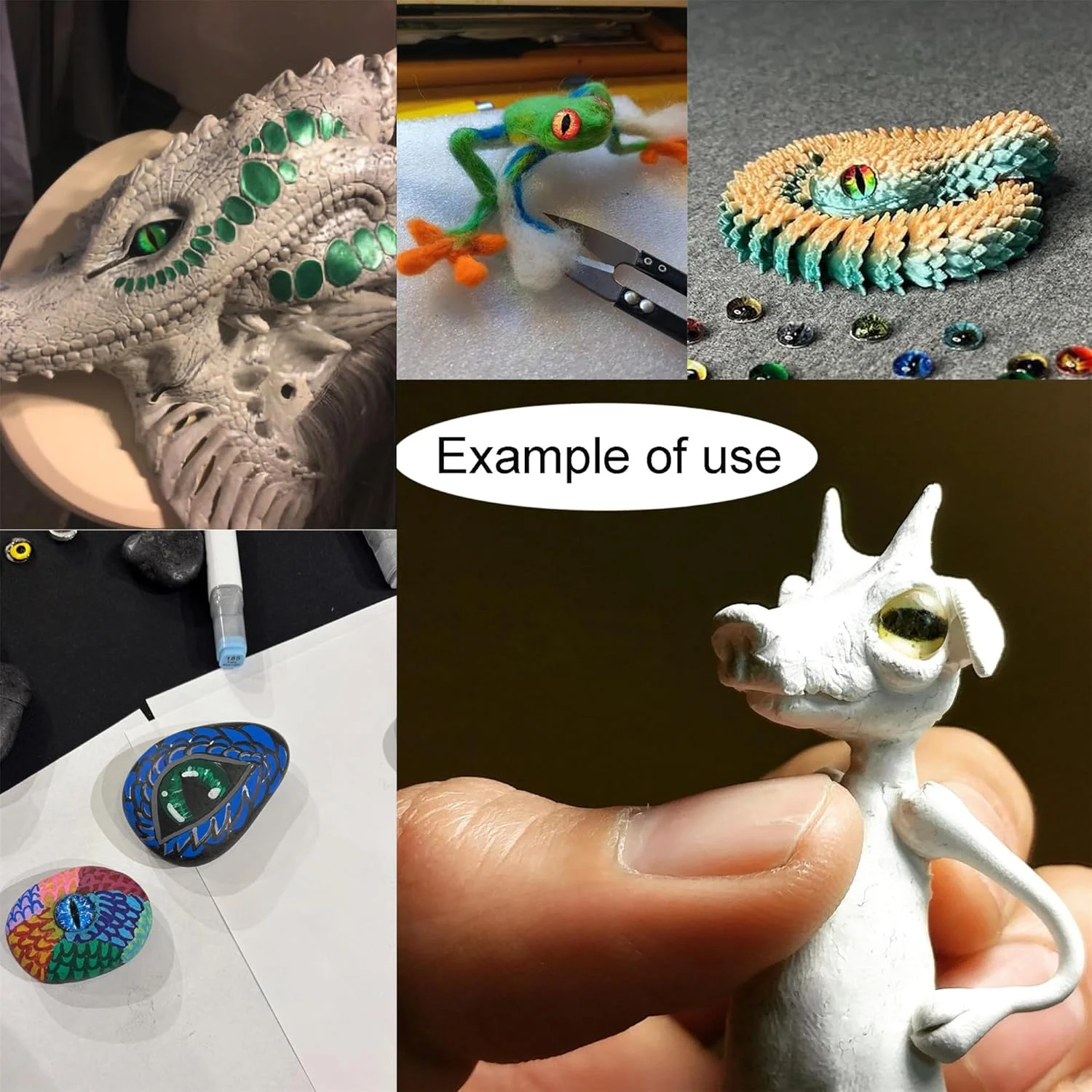 100 عدد نگین چشم اژدها شیشه ای مردمک عمودی 10 میلی متری برای ساخت عروسک های حیوانات خمیری پلیمری، مجسمه سازی، وسایل تزئینی، جواهرات و لوازم DIY