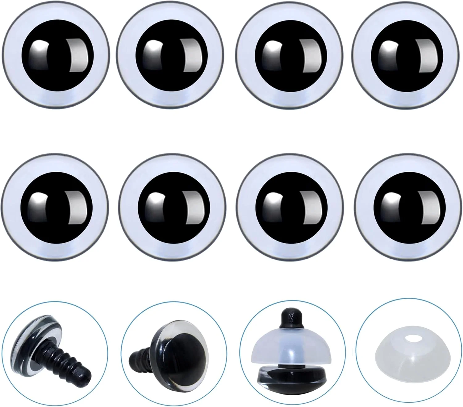 چشم های ایمنی سه بعدی شفاف Thalinfayi 40 عددی با واشر - چشم های ایمنی مردمک گرد 20 میلی متری برای قلاب بافی آمیگورومی، ساخت DIY یا جایگزینی آمیگورومی، صنایع دستی، لوازم عروسک قلاب بافی