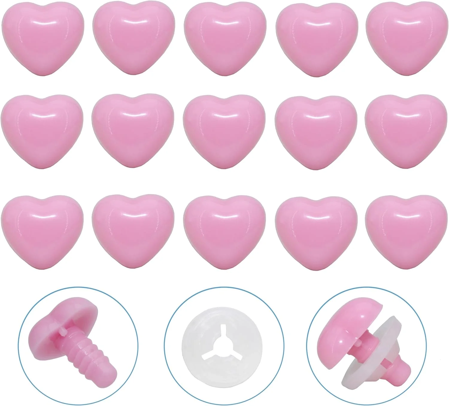 تالینفای 100 عدد بینی ایمنی و واشر ایمن - بینی ایمنی 14 * 15 میلی متری طرح قلب برای ساخت DIY یا جایگزینی آمigurumi، صنایع دستی، لوازم عروسک بافتنی