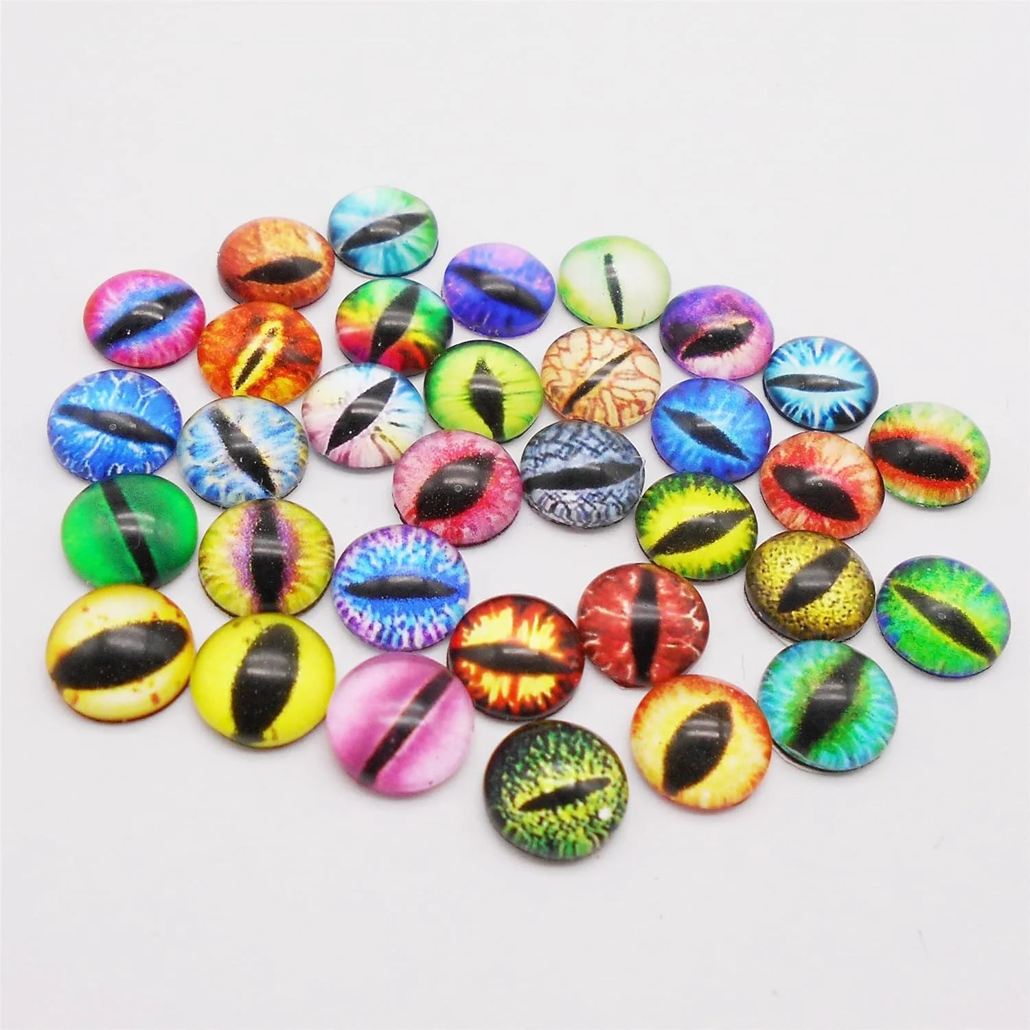 100 عدد نگین چشم اژدها شیشه ای مردمک عمودی 10 میلی متری برای ساخت عروسک های حیوانات خمیری پلیمری، مجسمه سازی، وسایل تزئینی، جواهرات و لوازم DIY