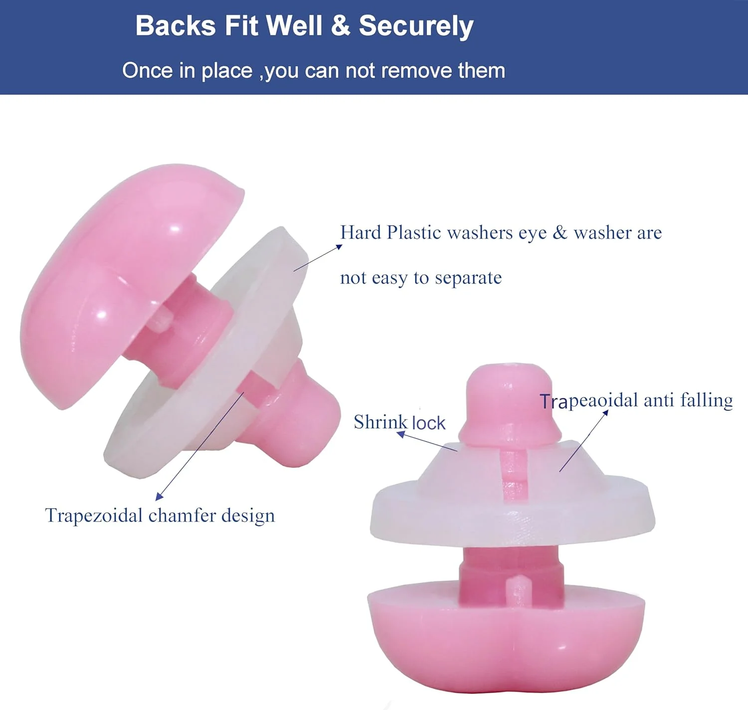 تالینفای 100 عدد بینی ایمنی و واشر ایمن - بینی ایمنی 14 * 15 میلی متری طرح قلب برای ساخت DIY یا جایگزینی آمigurumi، صنایع دستی، لوازم عروسک بافتنی