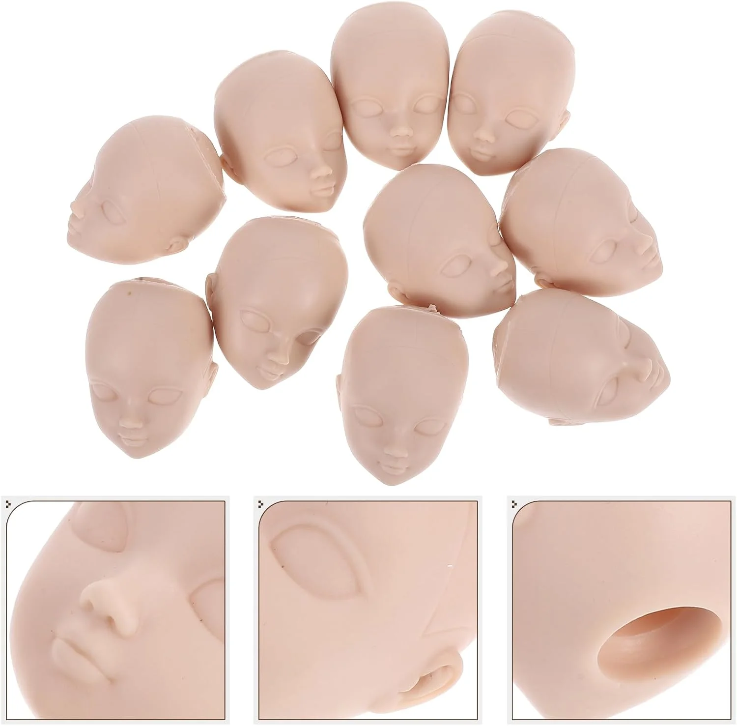 SUPVOX 10 عدد سر عروسک سازی جایگزین سر عروسک قطعات عروسک تعمیر لوازم جانبی ساخت عروسک لوازم آرایش آرایشی