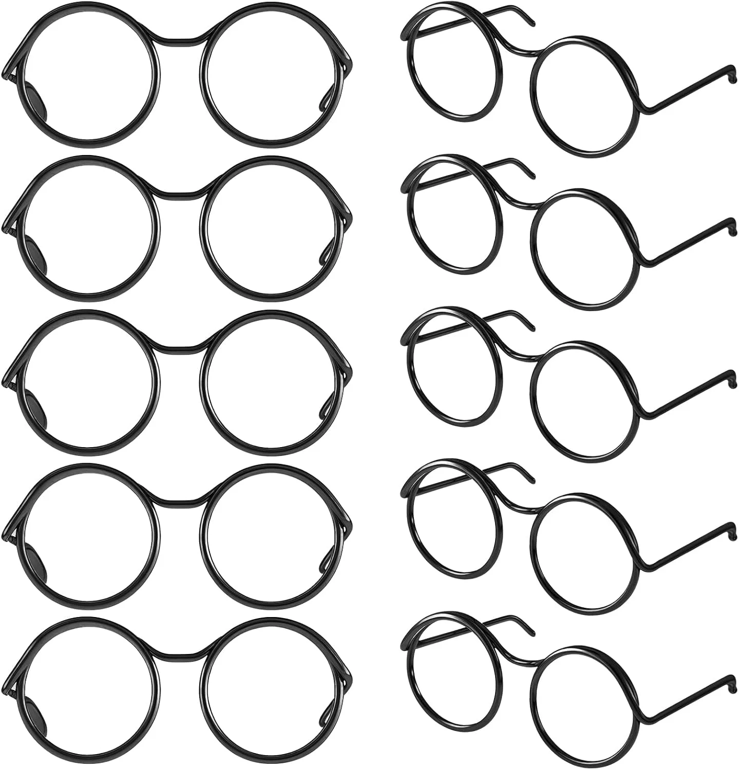 عینک عروسکی SynHHergyx، 10 عدد عینک مینیاتوری فلزی بدون قاب، لوازم ساخت عروسک، عینک برای لباس پوشیدن عروسک ها، لوازم جانبی لباس حیوانات خانگی، لوازم صنایع دستی DIY (مشکی)