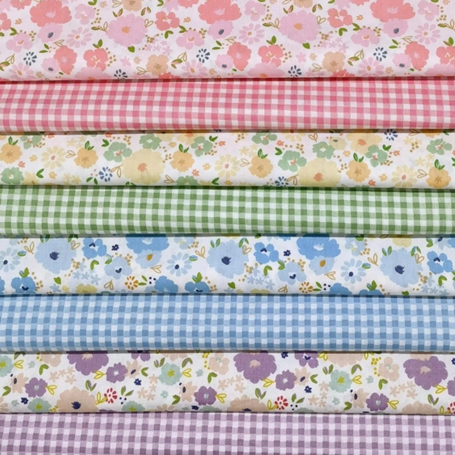 8 تکه پارچه نخی 25 در 25 سانتی‌متری (9.84" x 9.84") لوازم ساخت DIY پارچه تکه دوزی پارچه ای بسته‌های یک چهارم چربی DIY برای لحاف دوزی کوسن‌های تکه دوزی نخی (8 تکه مربع گل، 9.8" x 9.8")