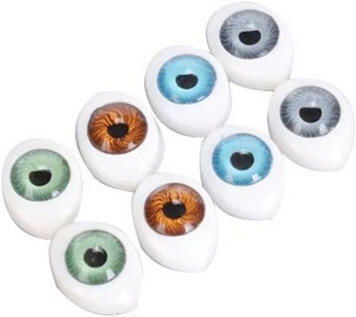 SYBL 8 جفت (16 عدد) چشم پلاستیکی بیضی شکل تخت توخالی پشتی عروسکی خرس چشم صنایع دستی ساخت لوازم DIY برای عروسک های چینی یا Reborn اسباب بازی های حیوانات عروسکی چشم های ترسناک ترول 10mm x 14mm