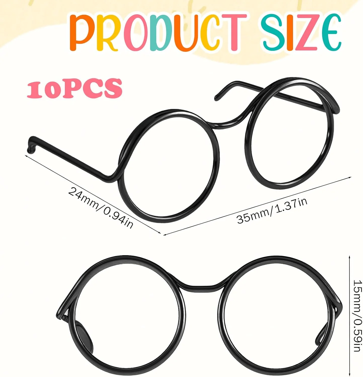 عینک عروسکی SynHHergyx، 10 عدد عینک مینیاتوری فلزی بدون قاب، لوازم ساخت عروسک، عینک برای لباس پوشیدن عروسک ها، لوازم جانبی لباس حیوانات خانگی، لوازم صنایع دستی DIY (مشکی)
