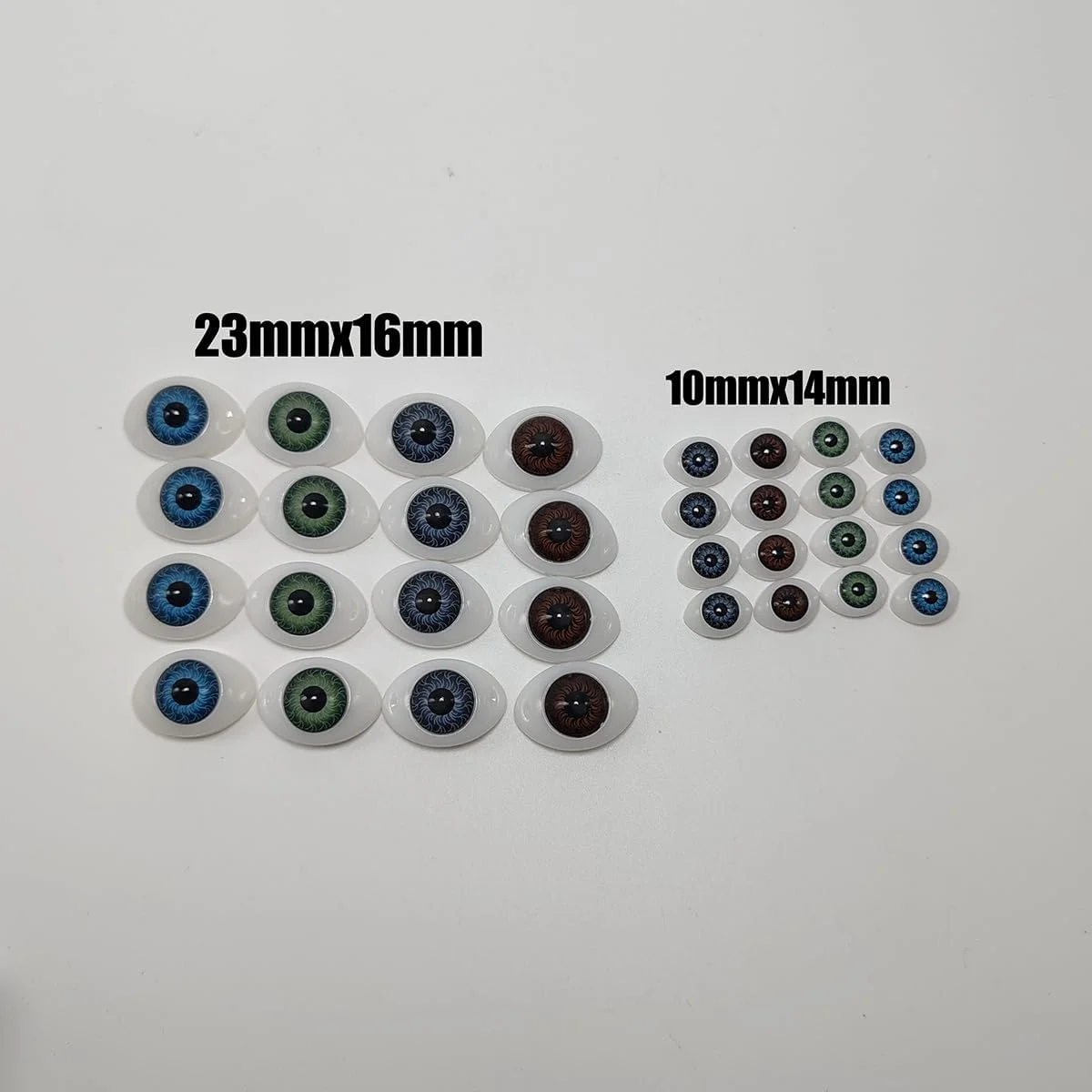 SYBL 8 جفت (16 عدد) چشم پلاستیکی بیضی شکل تخت توخالی پشتی عروسکی خرس چشم صنایع دستی ساخت لوازم DIY برای عروسک های چینی یا Reborn اسباب بازی های حیوانات عروسکی چشم های ترسناک ترول 10mm x 14mm