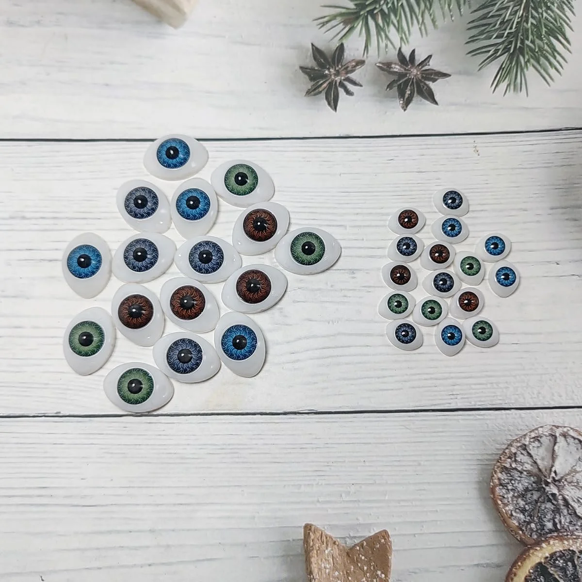 SYBL 8 جفت (16 عدد) چشم پلاستیکی بیضی شکل تخت توخالی پشتی عروسکی خرس چشم صنایع دستی ساخت لوازم DIY برای عروسک های چینی یا Reborn اسباب بازی های حیوانات عروسکی چشم های ترسناک ترول 10mm x 14mm