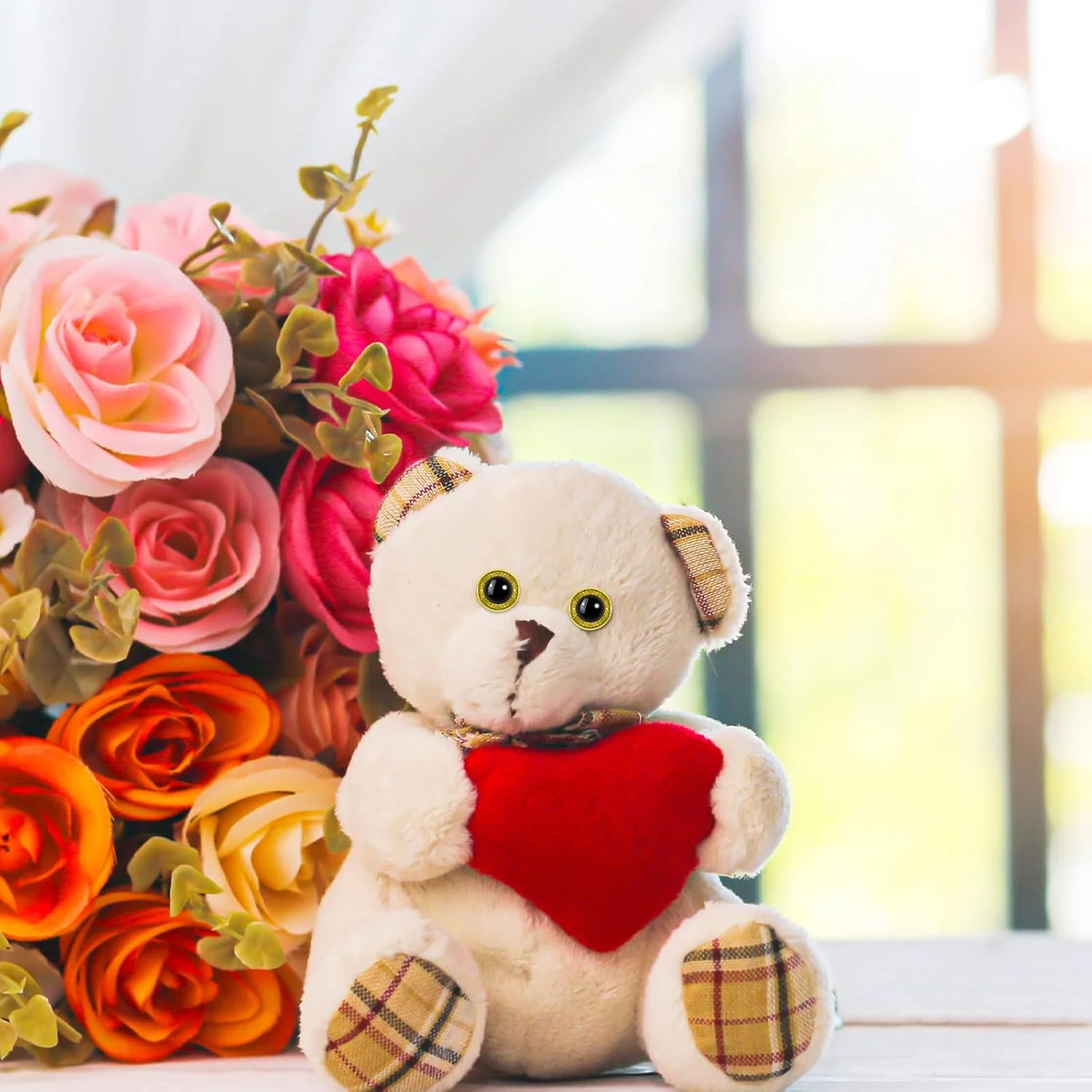 چشم های ایمنی بزرگ Suilung 100 عددی برای عروسک بافی، چشم حیوانات براق، چشم های قلاب بافی پلاستیکی برای ساخت عروسک خرس، لوازم ساخت عروسک اسباب بازی (قهوه ای، بنفش، سبز، زرد، 20 میلی متر)