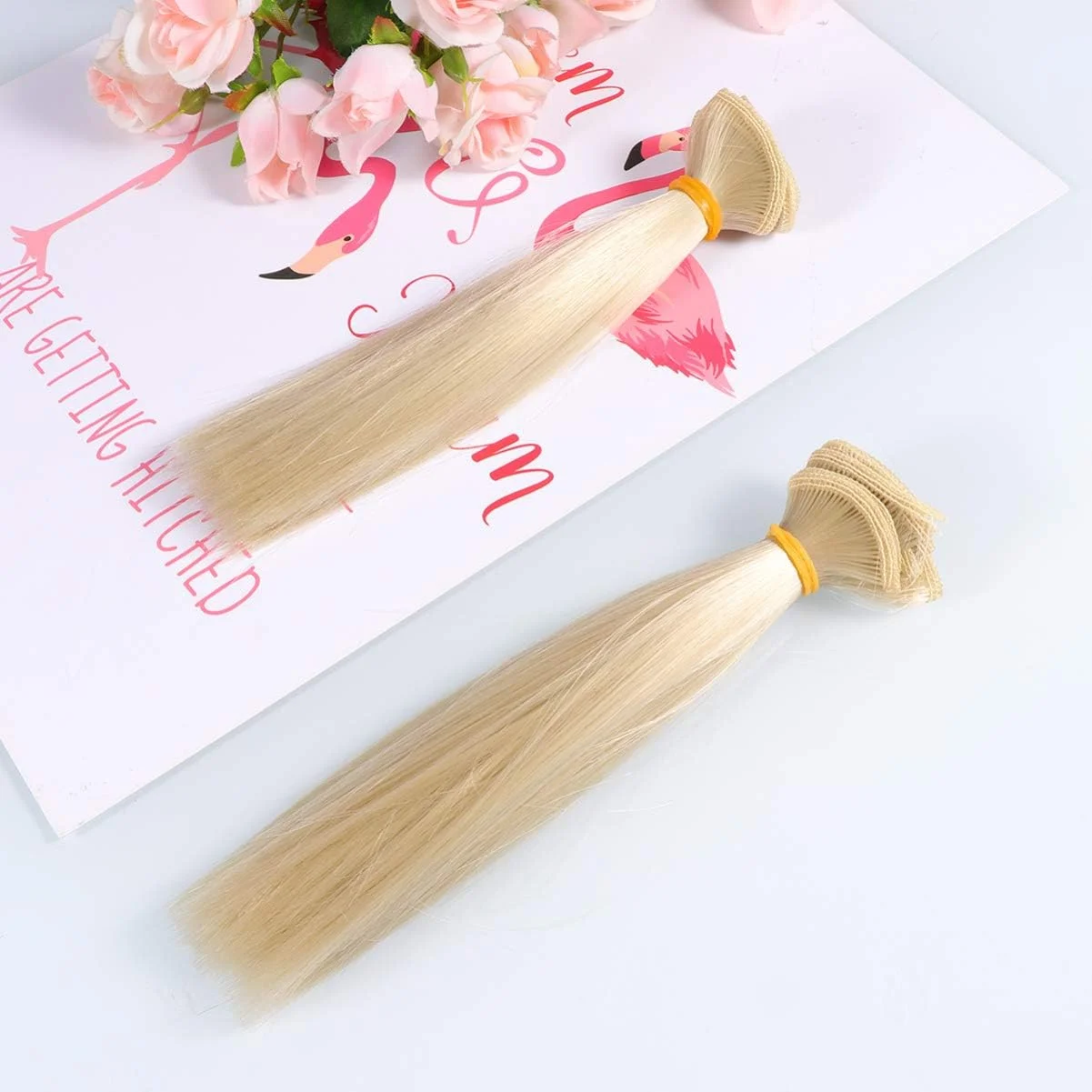 5 عدد کلاه گیس موی عروسک 15 سانتی متری، موی صاف DIY عروسک، کلاه گیس های دست ساز برای لوازم ساخت عروسک DIY، خاکی تیره