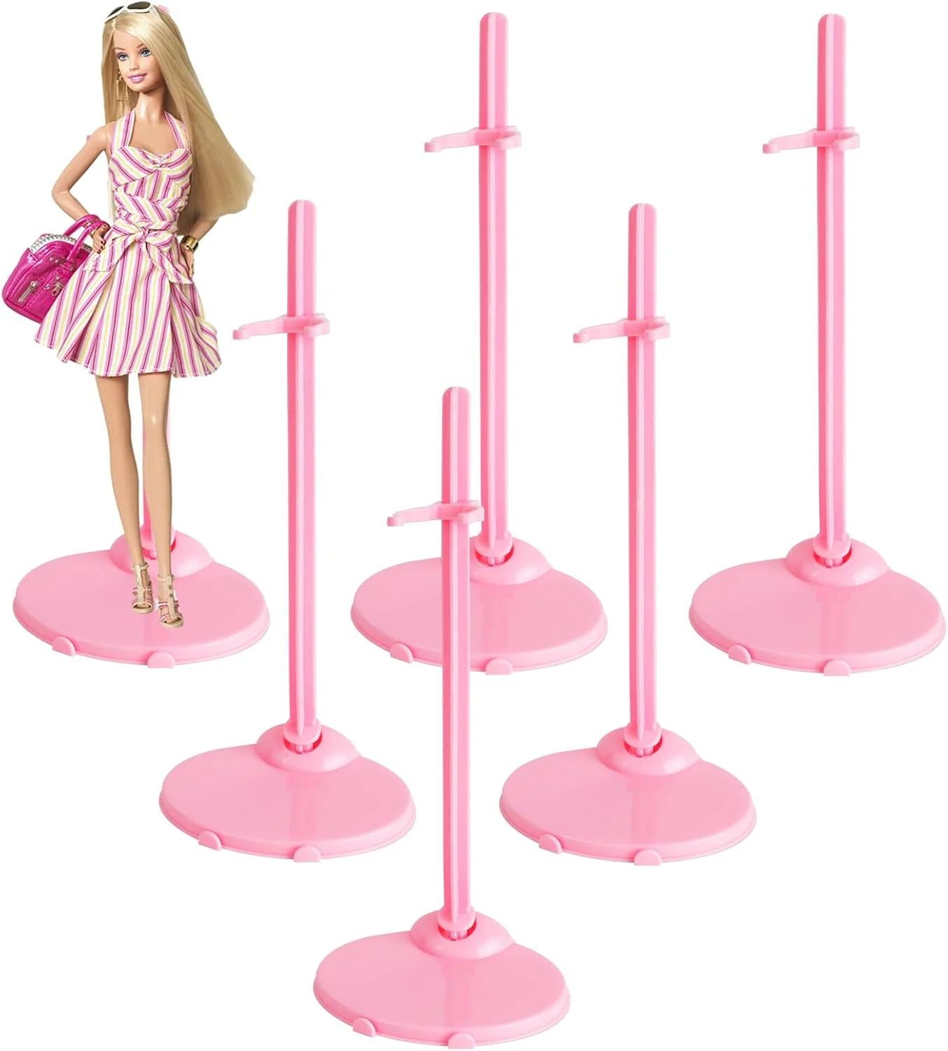 شیلیپای‌جی‌سی 20 عدد پایه عروسک برای عروسک‌های 9-11 اینچی، نگهدارنده نمایشگر پایه عروسک صورتی، براکت نگهدارنده عروسک قابل تنظیم، لوازم جانبی عروسک پایه اکشن فیگور برای لوازم ساخت عروسک صنایع دستی DIY، 21.7 سانتی‌متر