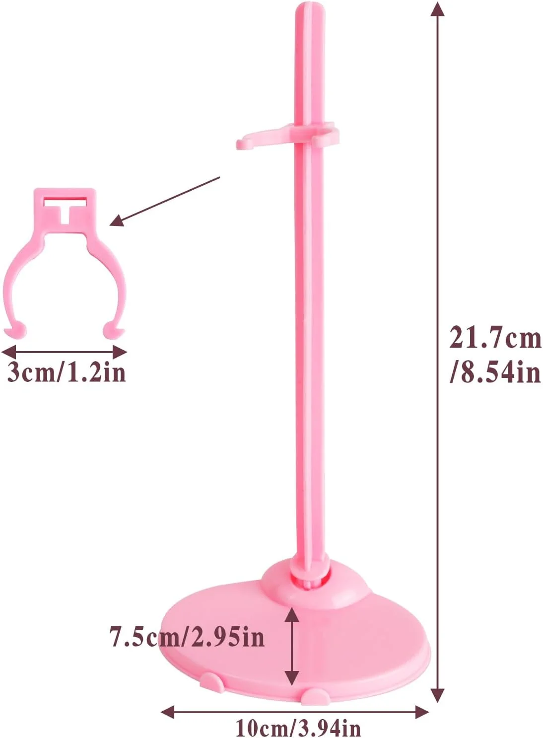 شیلیپای‌جی‌سی 20 عدد پایه عروسک برای عروسک‌های 9-11 اینچی، نگهدارنده نمایشگر پایه عروسک صورتی، براکت نگهدارنده عروسک قابل تنظیم، لوازم جانبی عروسک پایه اکشن فیگور برای لوازم ساخت عروسک صنایع دستی DIY، 21.7 سانتی‌متر