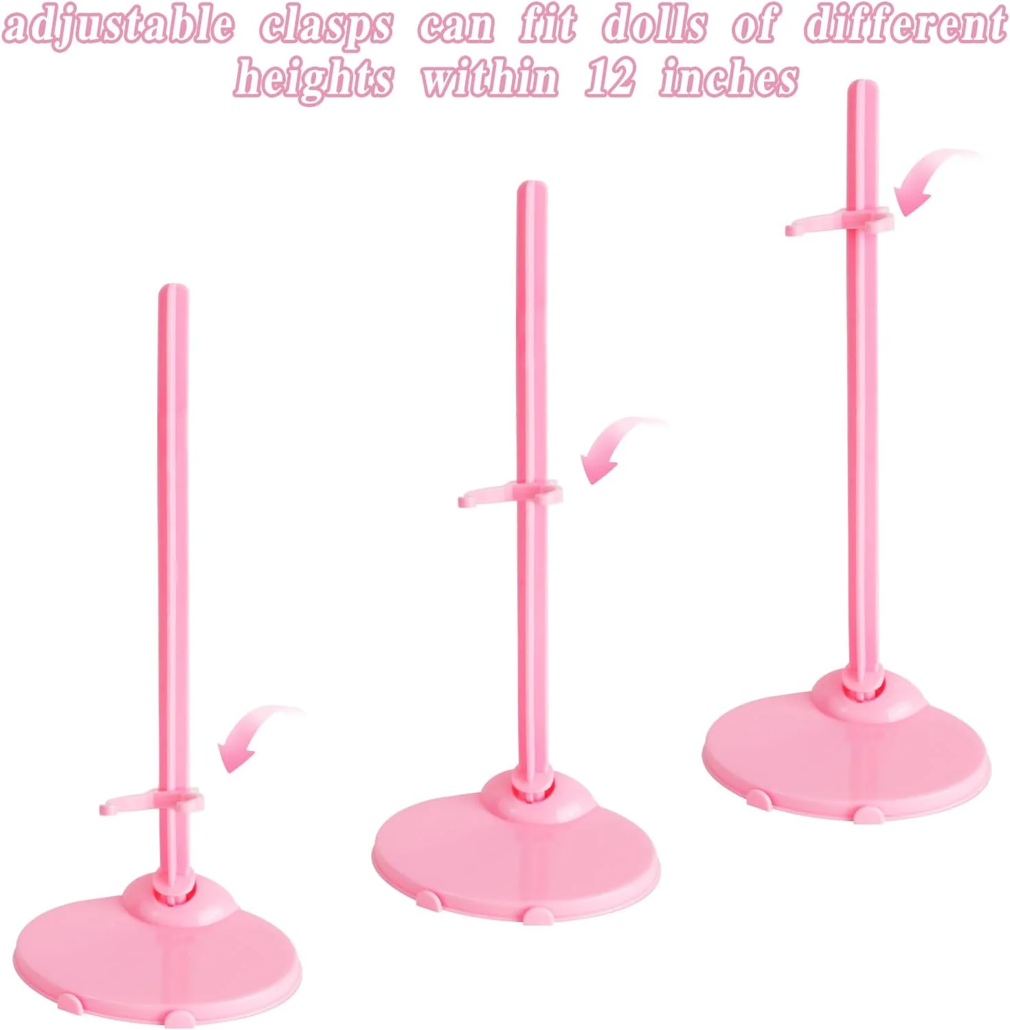 شیلیپای‌جی‌سی 20 عدد پایه عروسک برای عروسک‌های 9-11 اینچی، نگهدارنده نمایشگر پایه عروسک صورتی، براکت نگهدارنده عروسک قابل تنظیم، لوازم جانبی عروسک پایه اکشن فیگور برای لوازم ساخت عروسک صنایع دستی DIY، 21.7 سانتی‌متر