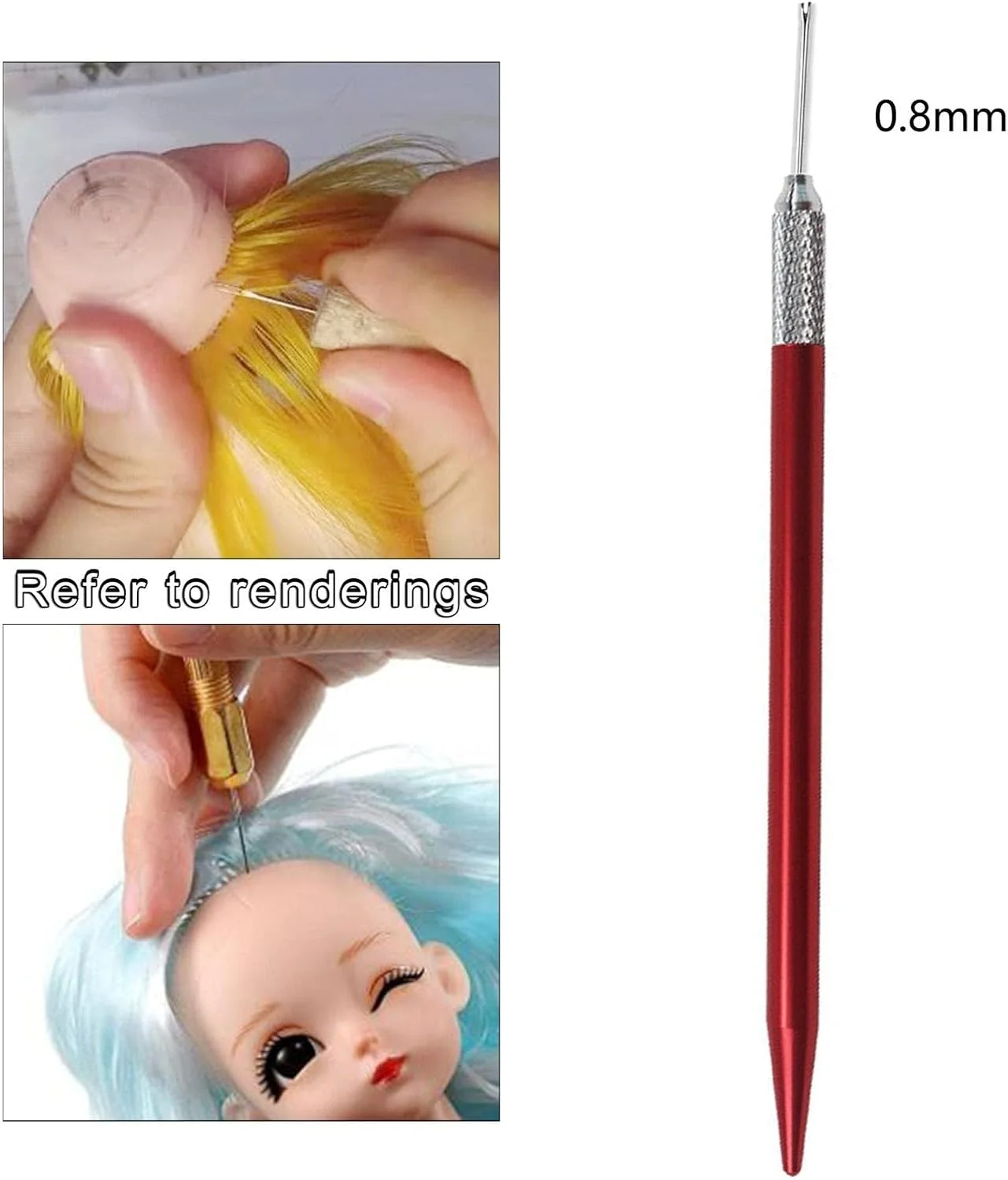 ابزار ریروتینگ موی عروسک، نگهدارنده های ریشه مو، سوزن های موی عروسک 2 سایز سوزن برای لوازم جانبی ساخت کلاه گیس، ابزار DIY بادوام 1x0.8mm سوزن 1x میله ابزار ریروتینگ موی عروسک، نگهدارنده های ریشه مو، سوزن های موی عروسک 2 سایز سوزن برای لوازم جانبی ساخت کلاه گیس، ابزار DIY بادوام 1x0.8mm سوزن 1x میله