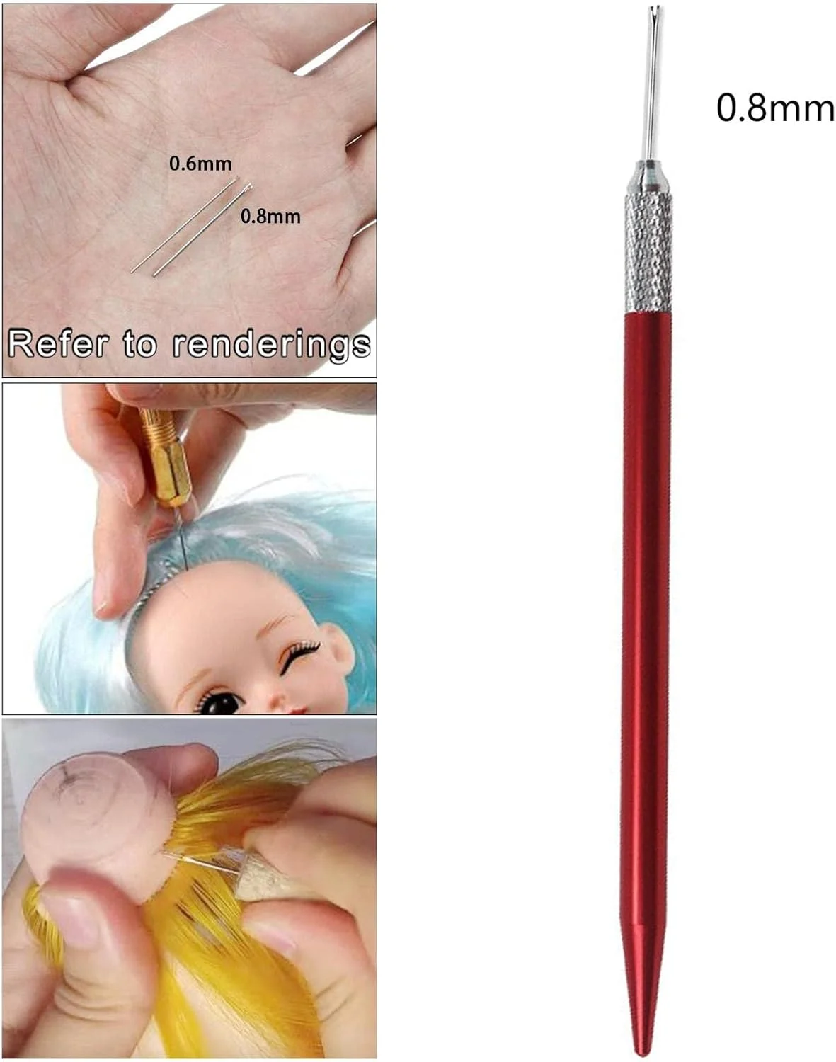 ابزار ریروتینگ موی عروسک، نگهدارنده های ریشه مو، سوزن های موی عروسک 2 سایز سوزن برای لوازم جانبی ساخت کلاه گیس، ابزار DIY بادوام 1x0.8mm سوزن 1x میله ابزار ریروتینگ موی عروسک، نگهدارنده های ریشه مو، سوزن های موی عروسک 2 سایز سوزن برای لوازم جانبی ساخت کلاه گیس، ابزار DIY بادوام 1x0.8mm سوزن 1x میله