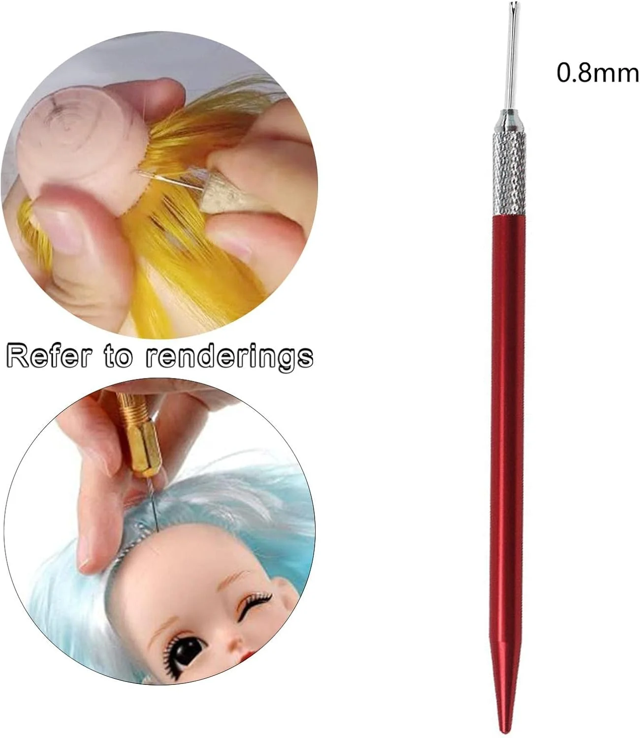 ابزار ریروتینگ موی عروسک، نگهدارنده های ریشه مو، سوزن های موی عروسک 2 سایز سوزن برای لوازم جانبی ساخت کلاه گیس، ابزار DIY بادوام 1x0.8mm سوزن 1x میله ابزار ریروتینگ موی عروسک، نگهدارنده های ریشه مو، سوزن های موی عروسک 2 سایز سوزن برای لوازم جانبی ساخت کلاه گیس، ابزار DIY بادوام 1x0.8mm سوزن 1x میله