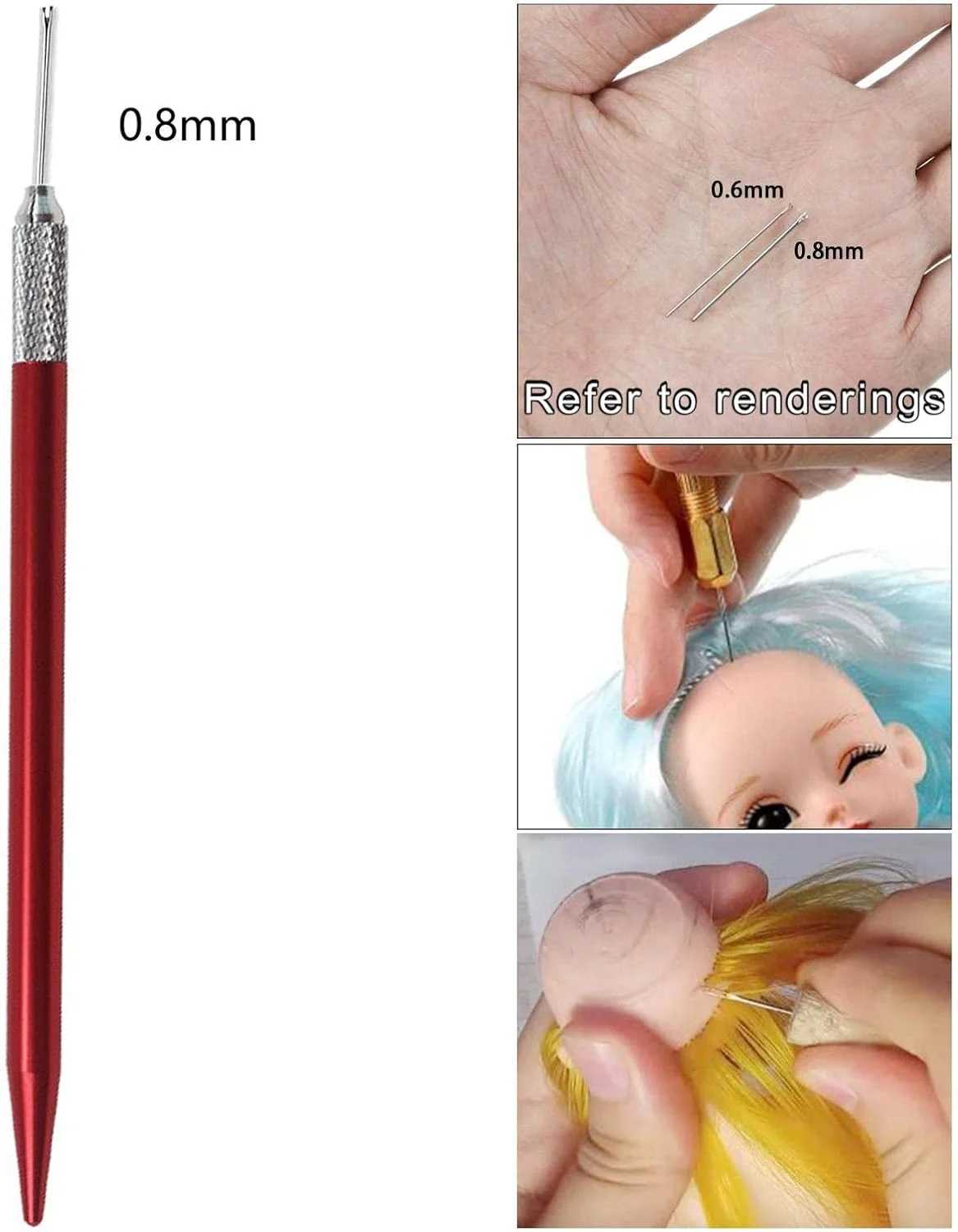 ابزار ریروتینگ موی عروسک، نگهدارنده های ریشه مو، سوزن های موی عروسک 2 سایز سوزن برای لوازم جانبی ساخت کلاه گیس، ابزار DIY بادوام 1x0.8mm سوزن 1x میله ابزار ریروتینگ موی عروسک، نگهدارنده های ریشه مو، سوزن های موی عروسک 2 سایز سوزن برای لوازم جانبی ساخت کلاه گیس، ابزار DIY بادوام 1x0.8mm سوزن 1x میله