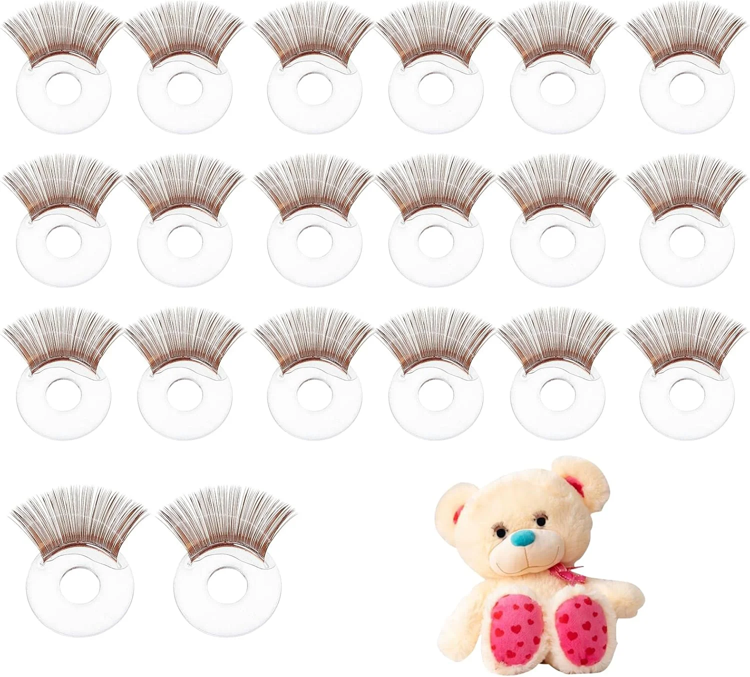 NICENEEDED 20 عدد مژه عروسک ایمنی، مژه چشم عروسک 20 میلی متری برای قلاب بافی، لوازم ساخت عروسک مژه قلاب بافی حیوانات عروسکی برای لوازم جانبی عروسک خرس