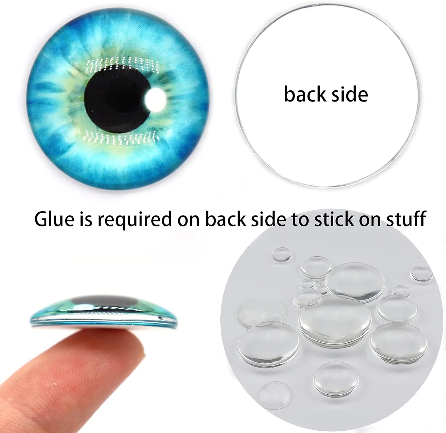 100 عدد نگین چشم شیشه ای برای ساخت عروسک های خمیری، مجسمه سازی، وسایل تزئینی، کاردستی، یافته های DIY، ساخت جواهرات