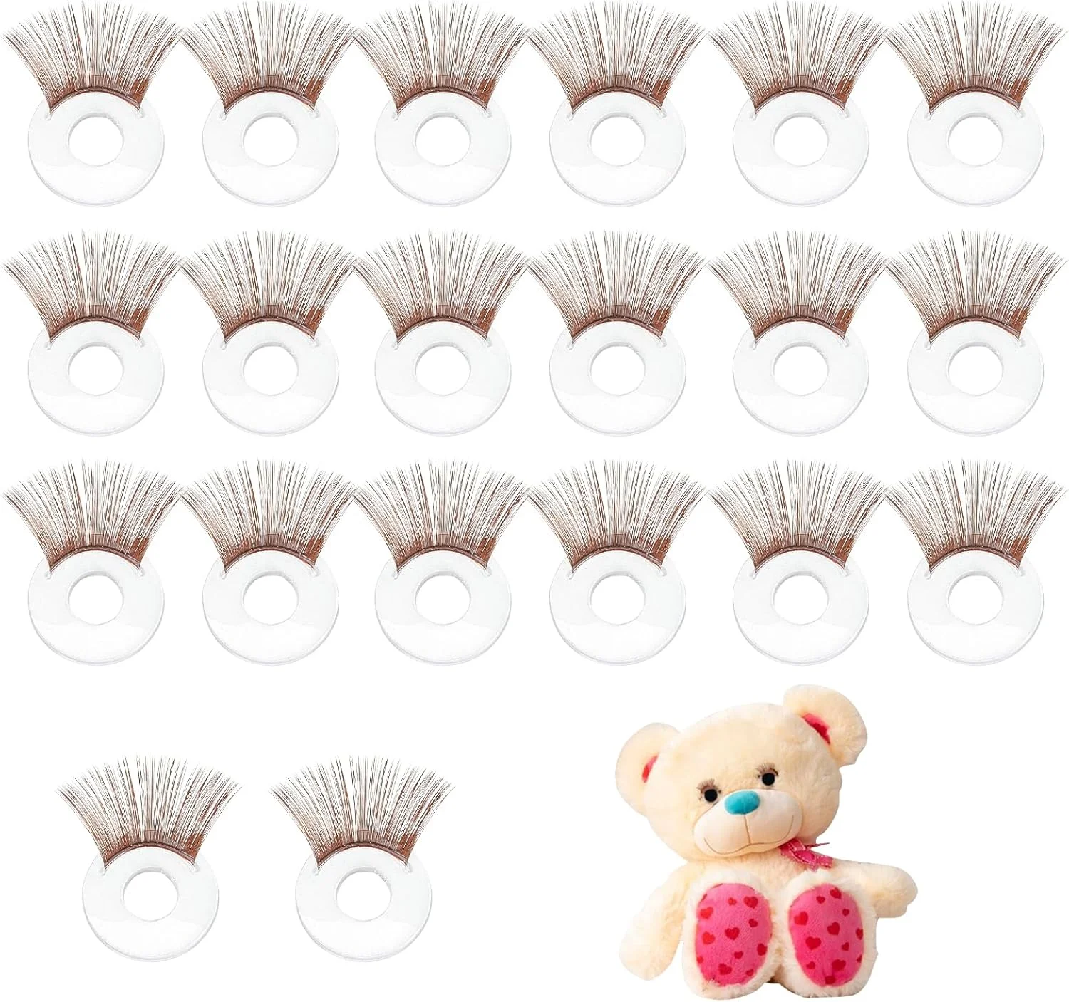 NICENEEDED 20 عدد مژه عروسک ایمنی، مژه چشم عروسک قهوه ای 16 میلی متری برای قلاب بافی، لوازم ساخت عروسک مژه قلاب بافی حیوانات عروسکی برای لوازم جانبی عروسک خرس