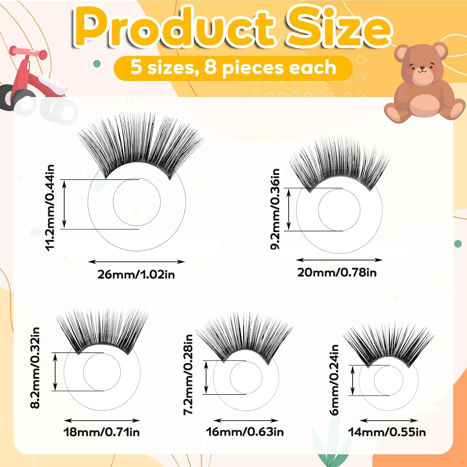 مژه عروسک LemonRoad، 40 عدد، 5 سایز، مژه ایمنی برای ساخت عروسک، لوازم آرایش چشم، صنایع دستی، مژه های پلاستیکی پر شده برای ساخت عروسک خرس و حیوانات پولیشی DIY