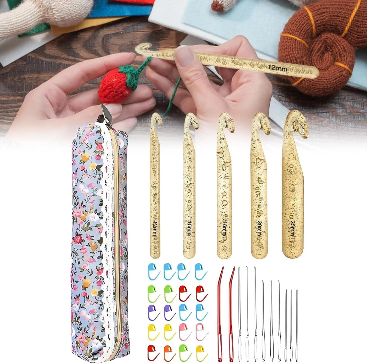 قلاب های ارگونومیک بافتنی kinrguiyuez | قلاب های بافتنی بزرگ برای نخ ضخیم - لوازم بافتنی کریستالی شفاف برای ساخت فرش، شال، روسری و عروسک