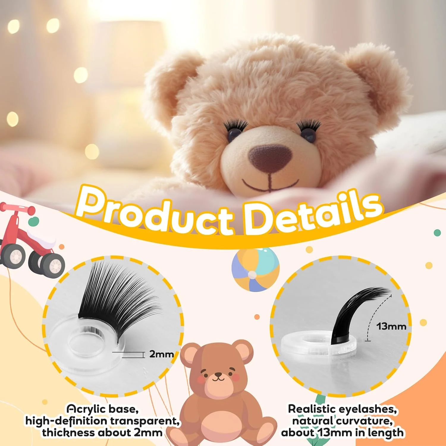 مژه عروسک LemonRoad، 40 عدد، 5 سایز، مژه ایمنی برای ساخت عروسک، لوازم آرایش چشم، صنایع دستی، مژه های پلاستیکی پر شده برای ساخت عروسک خرس و حیوانات پولیشی DIY